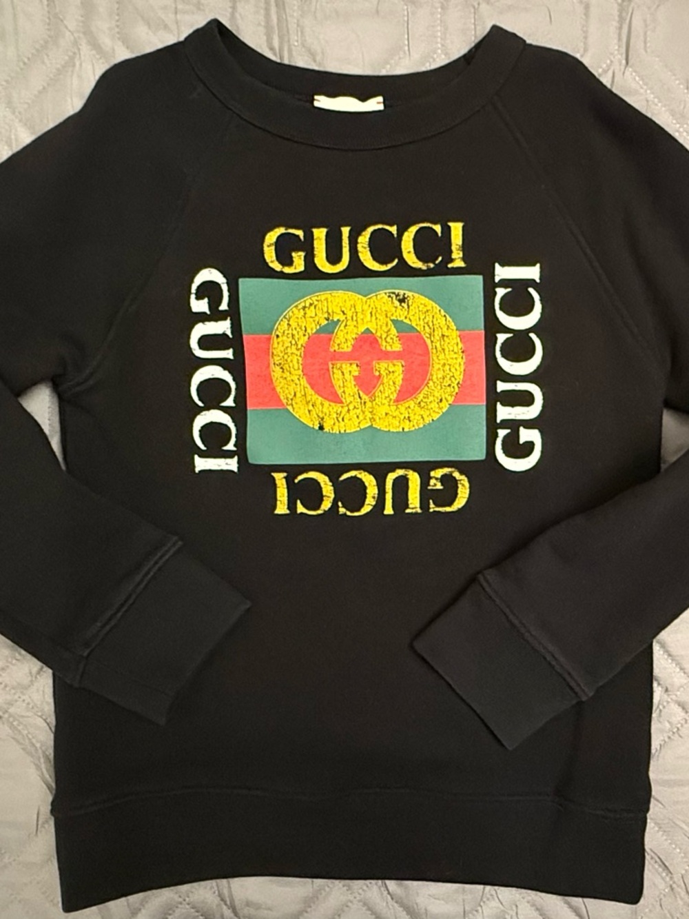Gucci Outfit Black Crewneck Sweatshirt Joggers Outfit Sweatsuit Sz 8